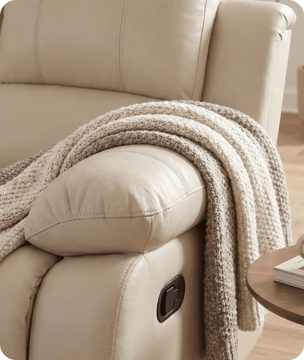 York Cream Leather 2 Seater Manual Recliner Sofa