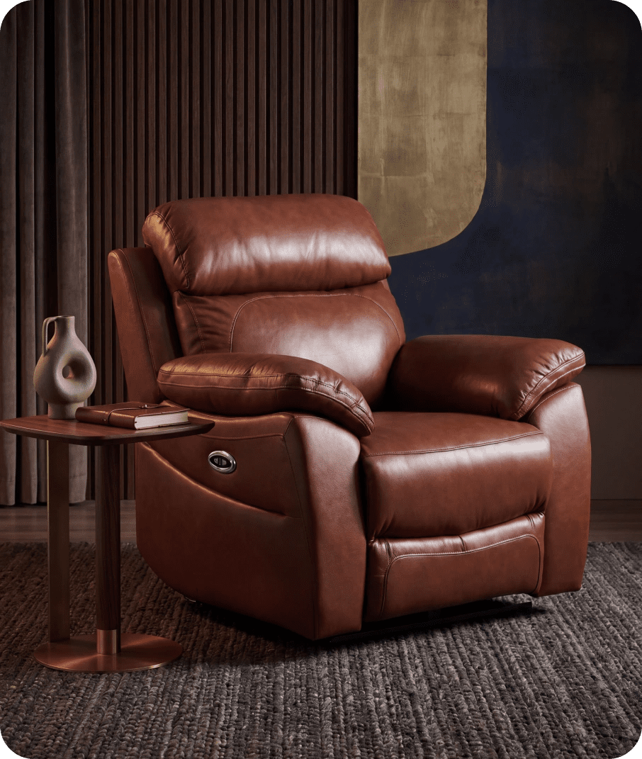Torino Genuine Leather Tan Electric Power Recliner Armchair