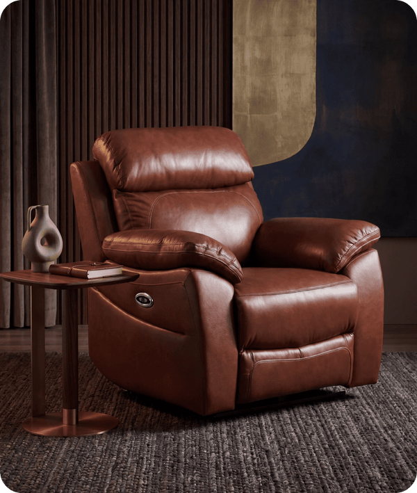 Torino Genuine Leather Tan Electric Power Recliner Armchair