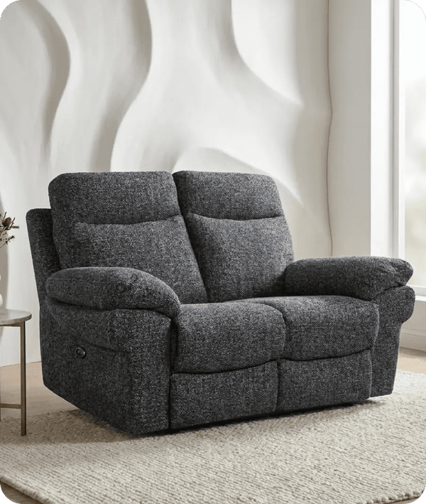 Lunaro Grey Fabric Electric Recliner 2 Seater Sofa