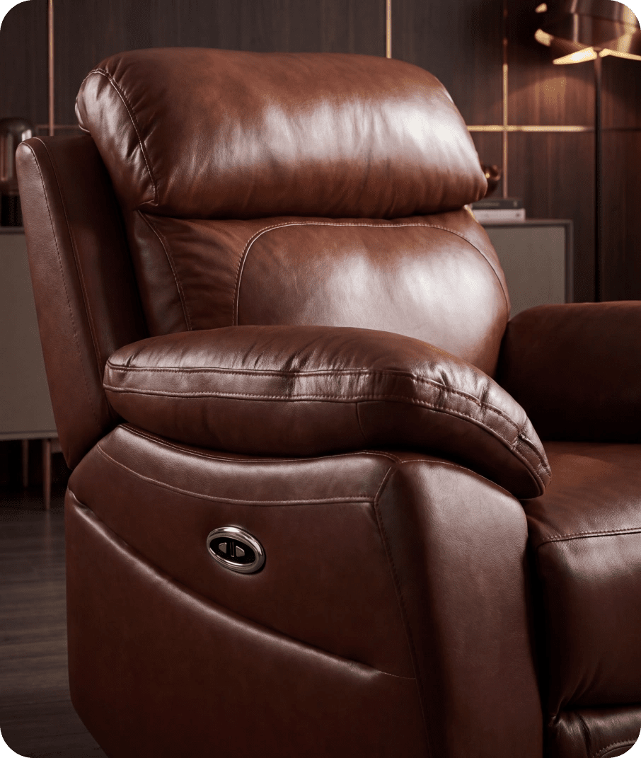 Torino Genuine Leather Tan Electric Power Recliner Armchair