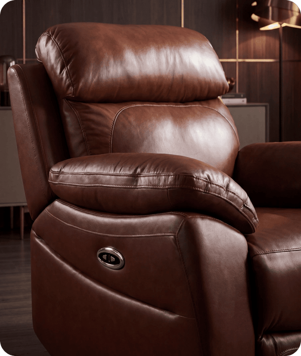 Torino Genuine Leather Tan Electric Power Recliner Armchair
