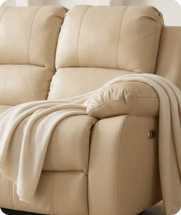 York Cream Leather Electric Recliner 3 Seater Sofa