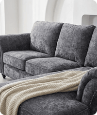 Canterbury Grey Fabric High Back Corner Sofa