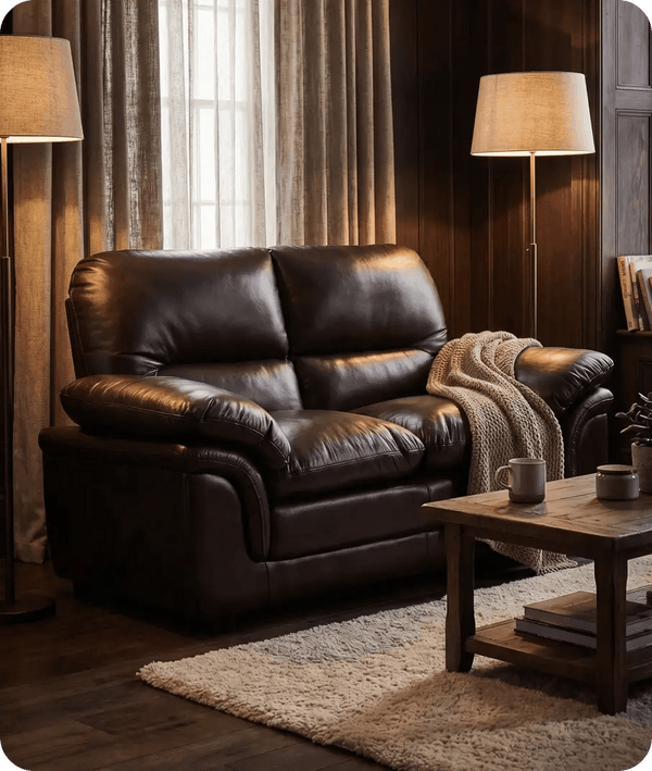 Florence Brown Leather 2 Seater Sofa