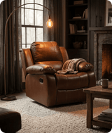 York Leather Tan Manual Recliner Armchair