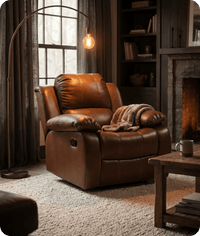 York Leather Tan Manual Recliner Armchair