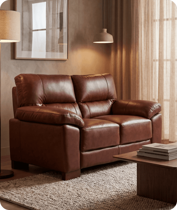 Dalmore Genuine Leather Tan 2 Seater Sofa
