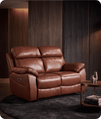 Torino Genuine Leather Tan  Electric Power Recliner 2 Seater Sofa