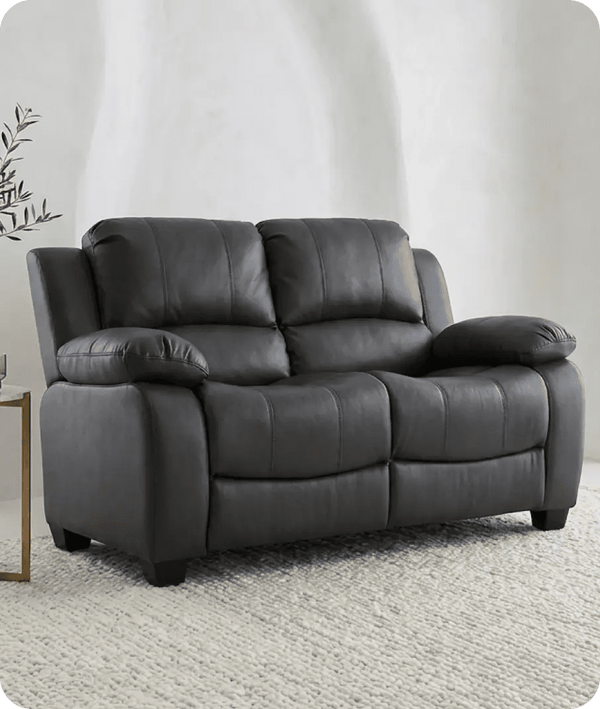Veloura Grey Leather 2 Seater Sofa