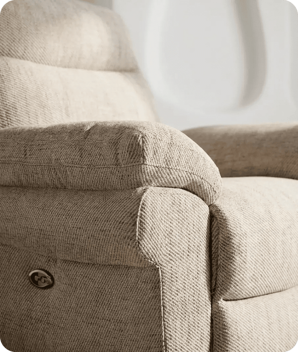 Lunaro Beige Fabric Electric Recliner Armchair