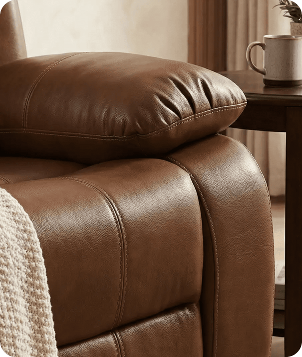 York Leather Tan Manual Recliner Armchair