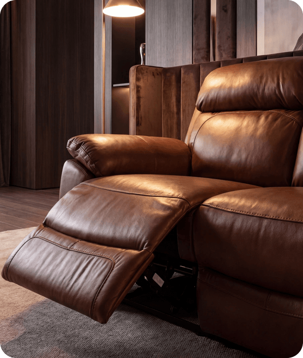 Torino Genuine Leather Tan  Electric Power Recliner 2 Seater Sofa