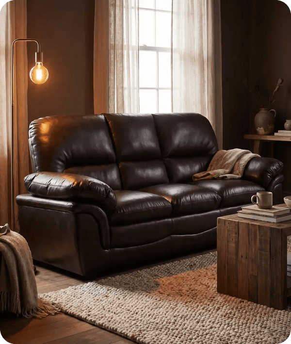 Florence Brown Leather 3 Seater Sofa