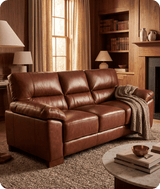 Dalmore Genuine Leather Tan 3 Seater Sofa