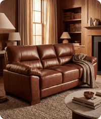 Dalmore Genuine Leather Tan 3 Seater Sofa