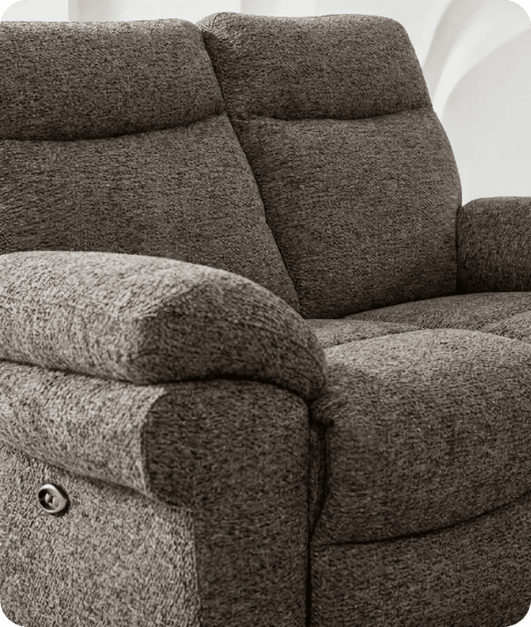 Lunaro Brown Fabric Electric Recliner 2 Seater Sofa
