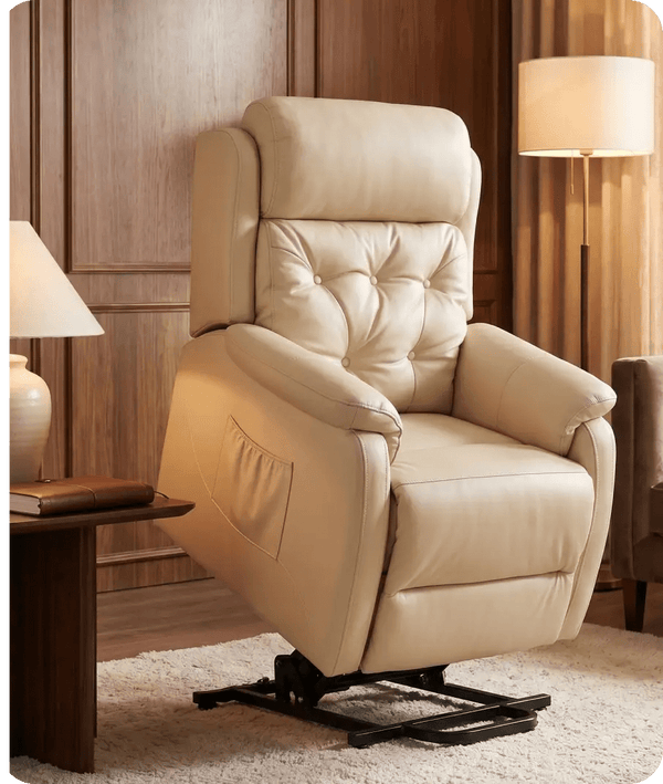 Oliver Genuine Leather Cream Rise & Recline Mobility Chair