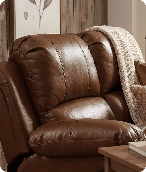 York Tan Leather 2 Seater Manual Recliner Sofa