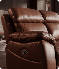 Torino Genuine Leather Tan Electric Power Recliner 3 Seater Sofa