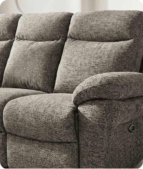 Lunaro Brown Fabric Electric Recliner 3 Seater Sofa