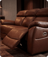 Torino Genuine Leather Tan Electric Power Recliner 3 Seater Sofa