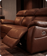 Torino Genuine Leather Tan Electric Power Recliner 3 Seater Sofa