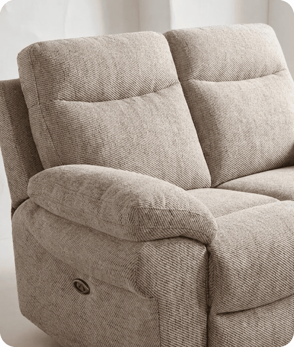 Lunaro Beige Fabric Electric Recliner 2 Seater Sofa
