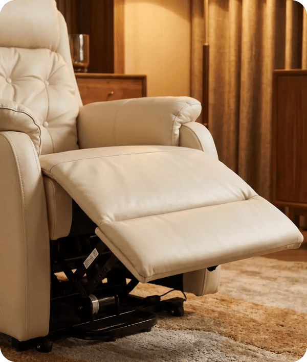 Oliver Genuine Leather Cream Rise & Recline Mobility Chair