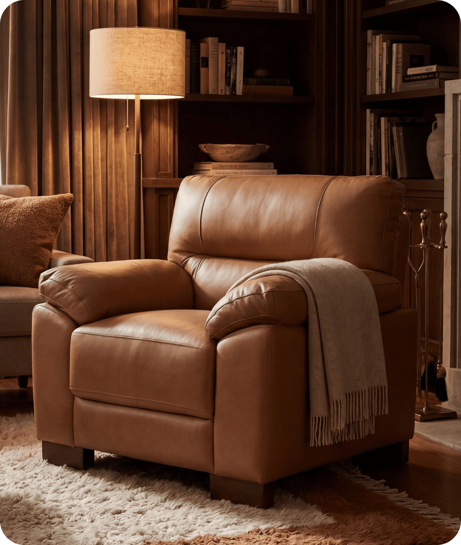 Dalmore Genuine Leather Caramel Armchair