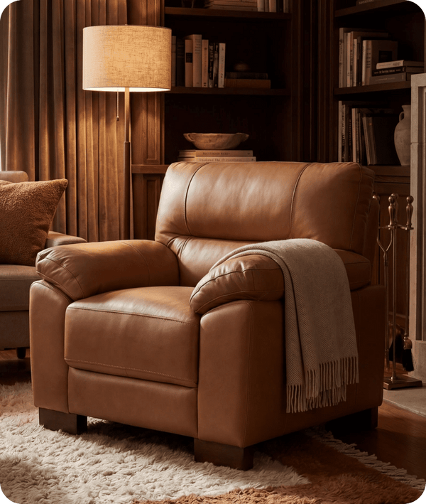 Dalmore Genuine Leather Caramel Armchair