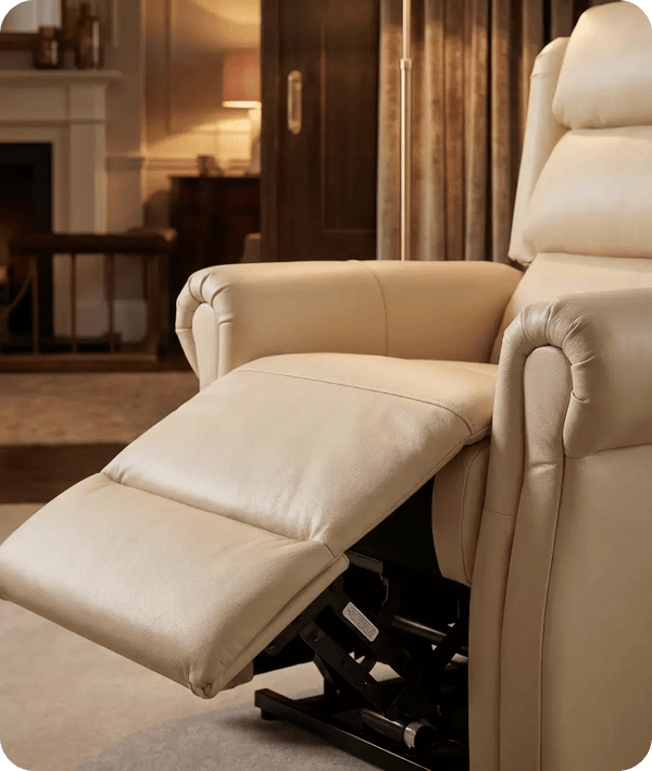Cambridge Genuine Leather Cream Rise & Recline Mobility Chair