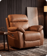 Torino Genuine Leather Caramel Electric Power Recliner Armchair