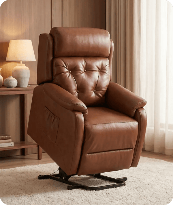 Oliver Genuine Leather Tan Rise & Recline Mobility Chair