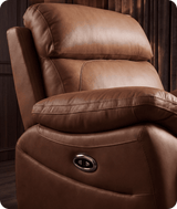 Torino Genuine Leather Caramel Electric Power Recliner Armchair