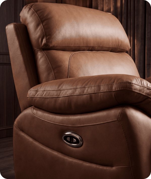 Torino Genuine Leather Caramel Electric Power Recliner Armchair