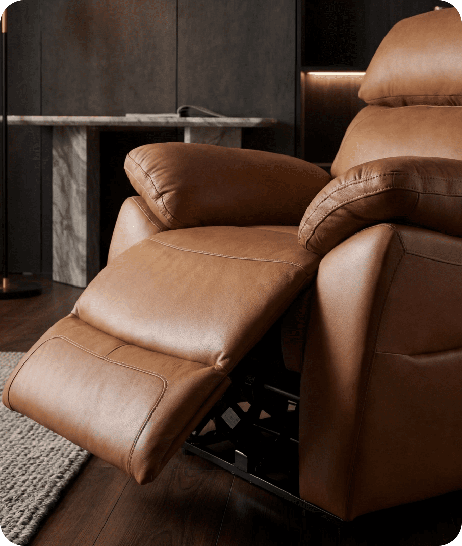 Torino Genuine Leather Caramel Electric Power Recliner Armchair