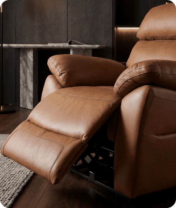 Torino Genuine Leather Caramel Electric Power Recliner Armchair