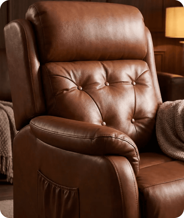 Oliver Genuine Leather Tan Rise & Recline Mobility Chair