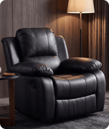 York Black Leather Manual Recliner Armchair