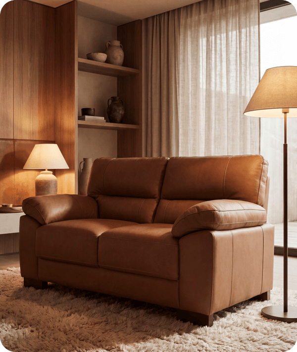 Dalmore Genuine Leather Caramel 2 Seater Sofa