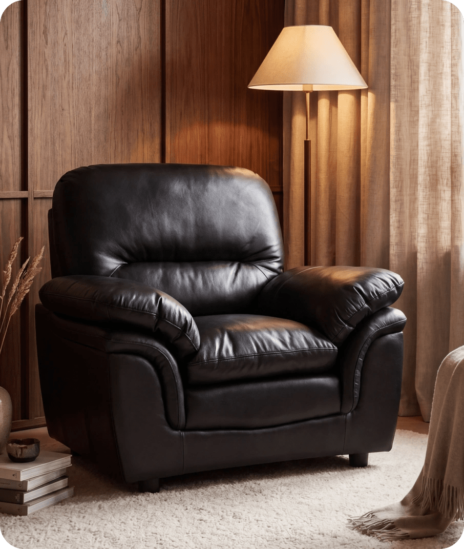 Florence Black  Leather Armchair