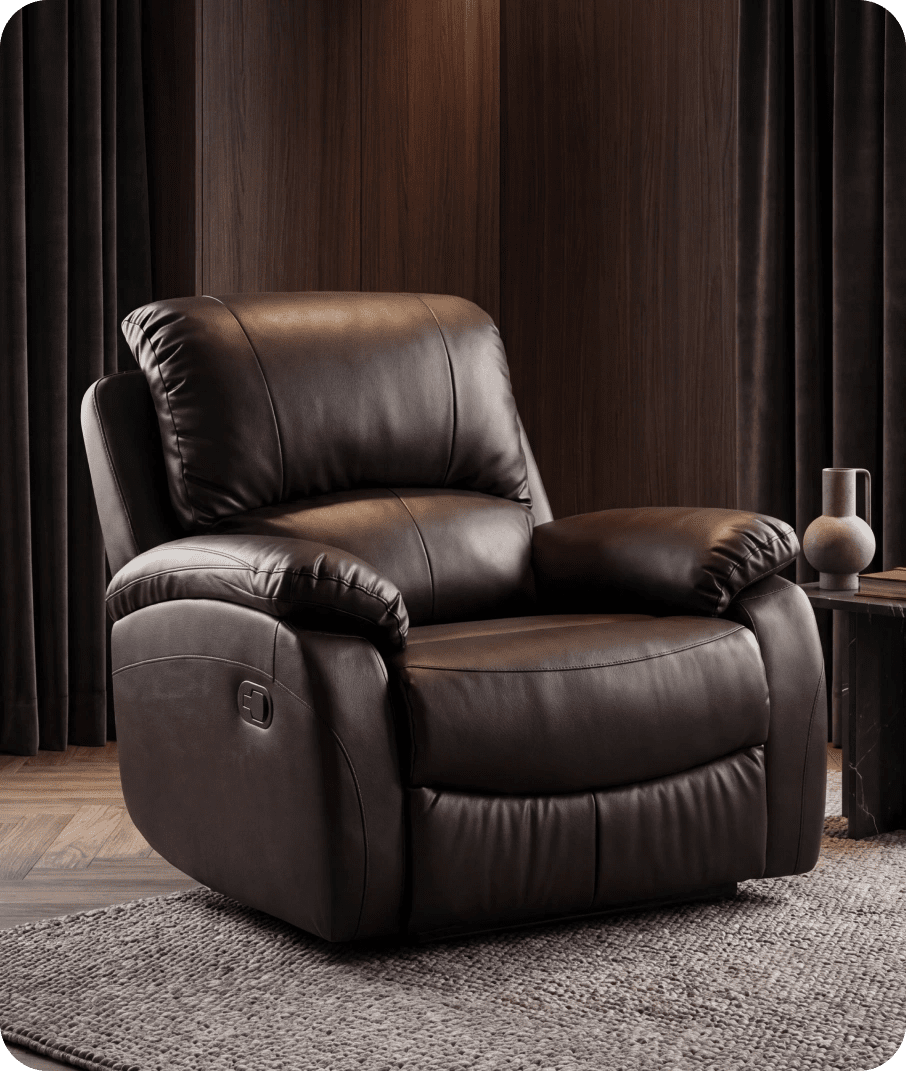 Serano Brown Leather Manual Recliner Armchair