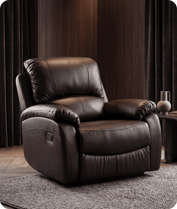 Serano Brown Leather Manual Recliner Armchair