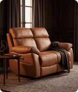 Torino Genuine Leather Caramel Electric Power Recliner 2 Seater Sofa
