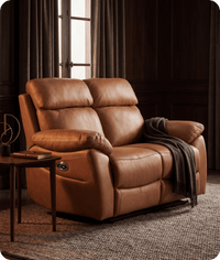 Torino Genuine Leather Caramel Electric Power Recliner 2 Seater Sofa