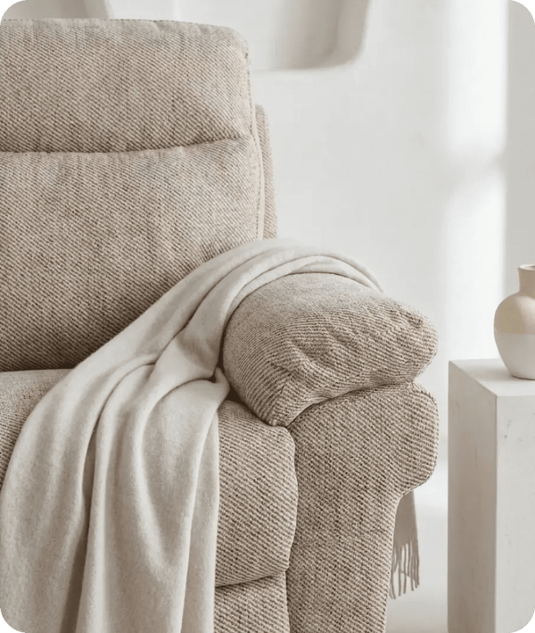 Lunaro Beige Fabric Electric Recliner Armchair