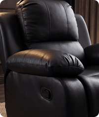 York Black Leather Manual Recliner Armchair