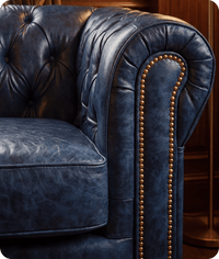 Chesterfield Blue Leather Antique Armchair