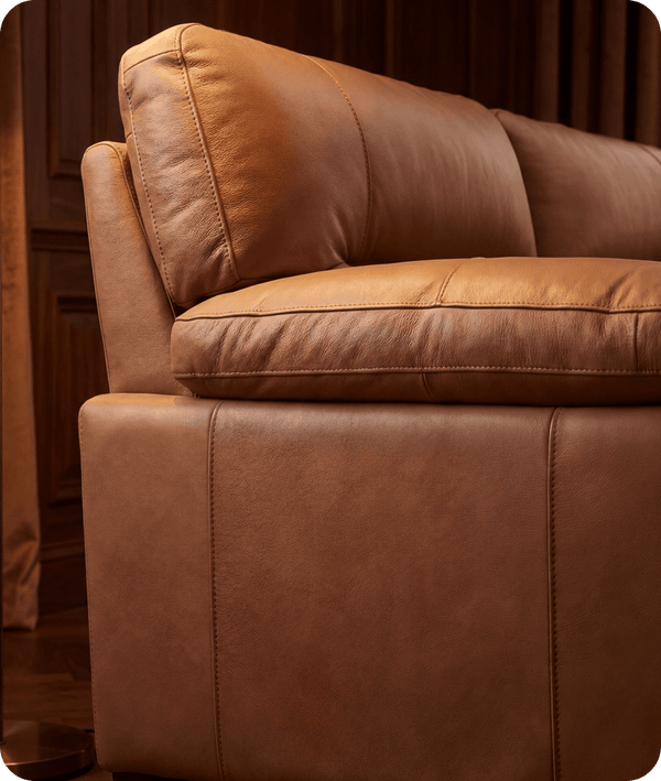 Dalmore Genuine Leather Caramel 2 Seater Sofa